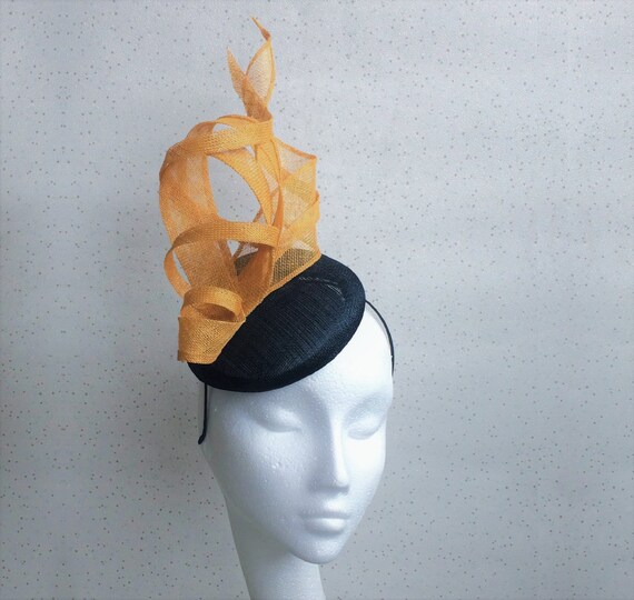 Navy Ochre Fascinator Hatinator 