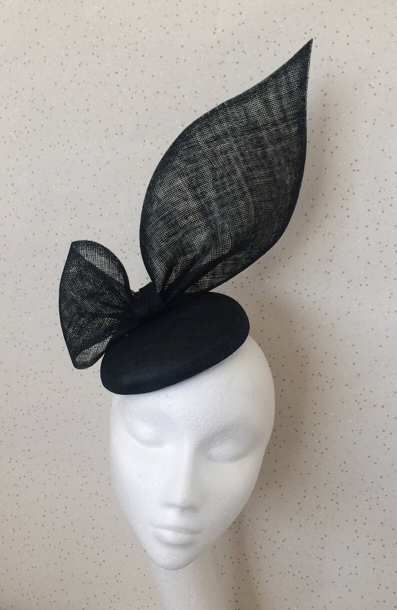 Black Fascinator Black Bow Headpiece Wedding Races Large Bow Etsy