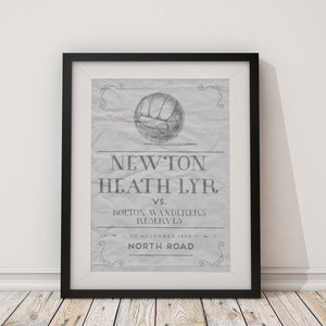 Manchester Utd  &#39;First Game&#39; vintage style poster print