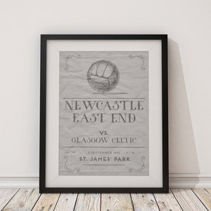 Newcastle United &#39;First Game&#39; vintage style poster print