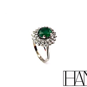 Natural Emerald ring and Diamonds, Victorian Emerald Natural Ring and Diamonds, victorian engagement ring, diamonds ring, emeral ring image 1