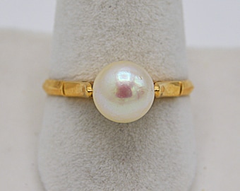 Ancient Pearl Ring Cultured in 18k Gold Antique Ring Cultured Pearl Gold 18k