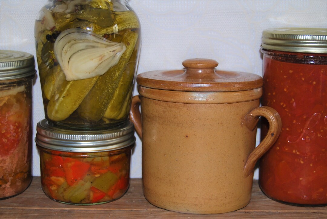 Rare French Vintage Stoneware Glazed Salt Pickle Confit Pot Grespot