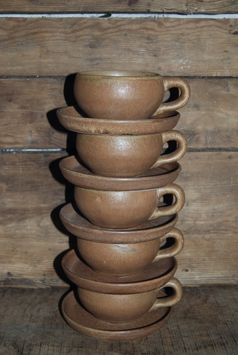 French Antique Vintage Gres Cup and Saucers Stoneware / Etsy