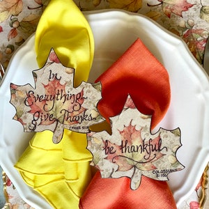 Wood Maple Leaf Napkin Ring With Verse