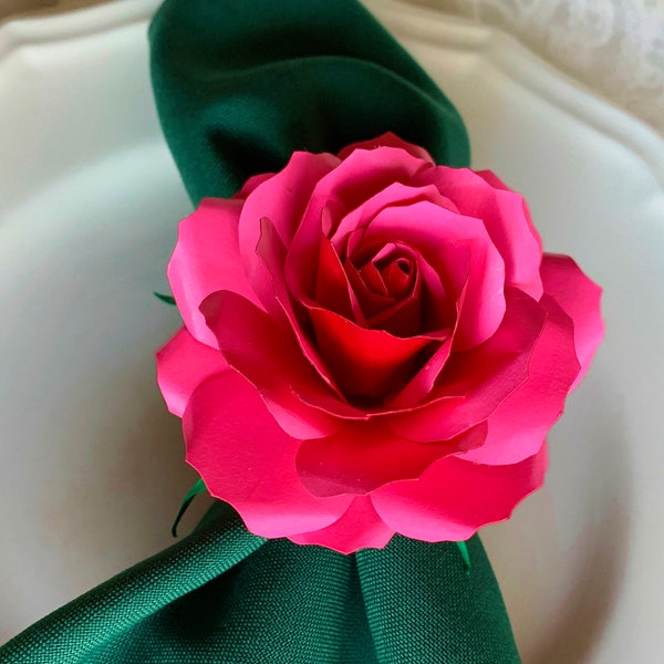 Realistic Hand-painted Rose Napkin Rings