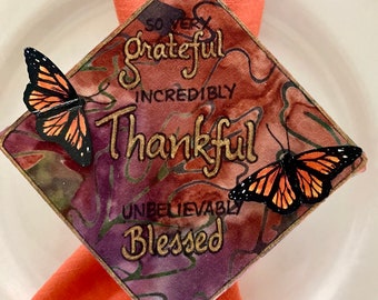 Grateful Thankful Blessed napkin rings