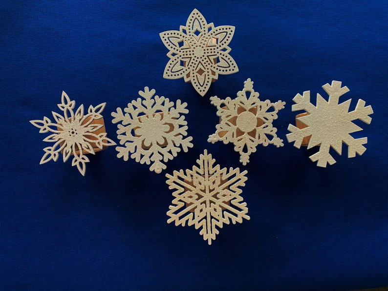 Set of 6 Wooden Snowflake Napkin Rings - Etsy