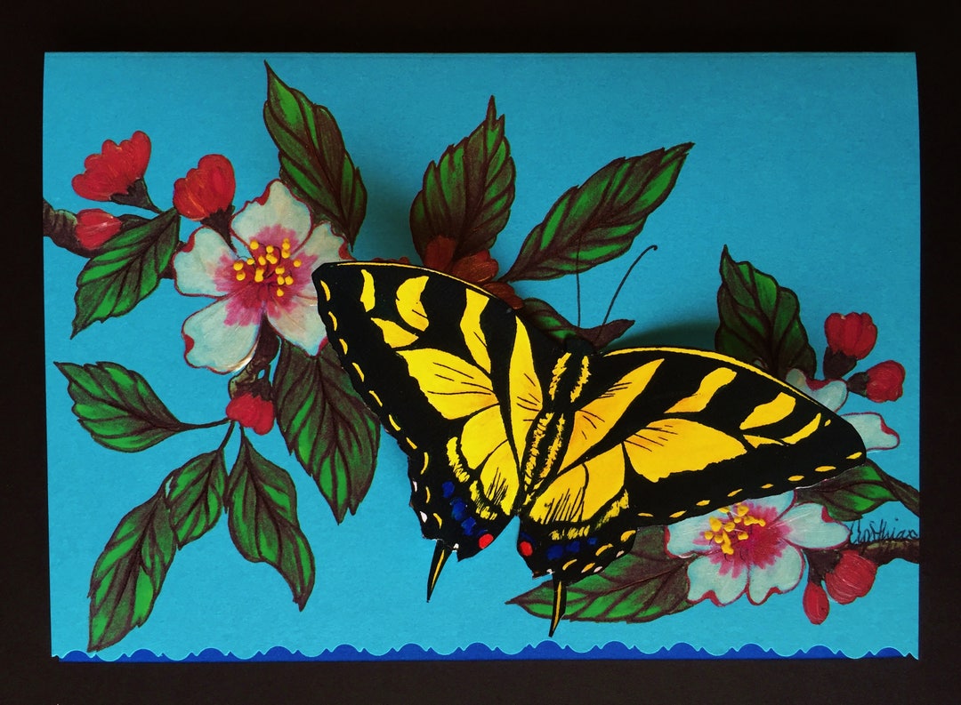 Bright Yellow "tiger Swallowtail" Butterfly 3D Greeting Card - Etsy