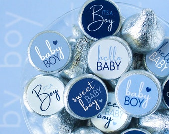 It's a Boy Blue Chocolate Kisses Candy Favor Stickers - 180 Labels, Sweet Baby Boy Baby Shower Labels