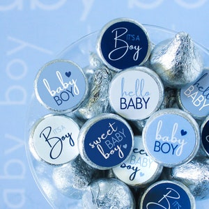 It's a Boy Blue Chocolate Kisses Candy Favor Stickers - 180 Labels, Sweet Baby Boy Baby Shower Labels