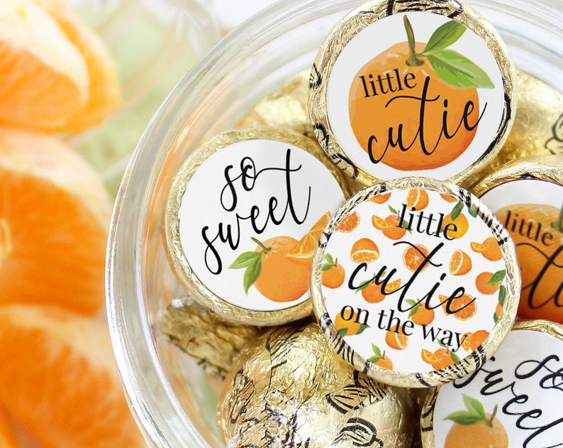 Little Cutie Baby Shower Decorations Cutie Orange Baby Shower Favor Clementine Baby Shower Theme Stickers for Chocolate
