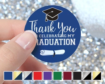 Graduation Thank You Stickers | 1.75” Circle Graduation Note Seals | Grad Party Favor Bag Labels | Class of 2024 Stickers - 11 School Colors