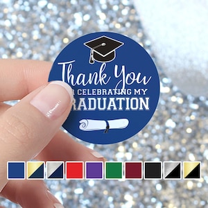 Graduation Thank You Stickers | 1.75” Circle Graduation Note Seals | Grad Party Favor Bag Labels | Class of 2024 Stickers - 11 School Colors