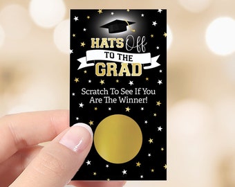 Graduation Party Scratch Off Game, Scratch off Ticket for Seniors Grad Games for Class of 2024, Black and Gold Scratch to Win Game, 30 Cards