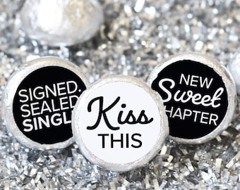 Divorce Party Candy Stickers – Signed Sealed Single, Kiss This Labels