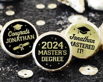 Personalized Master's Degree Graduation Stickers for Chocolate Kisses Candy | Class of 2024 MBA Grad Decor Party Favor, Mastered It - 180ct