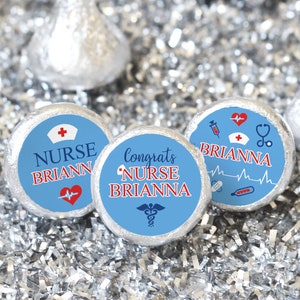 Personalized Nursing Graduation Stickers for Chocolate Kisses Candy Grad Party Decor Nurse RN, LPN, BSN Party Favors, Pinning Ceremony image 1