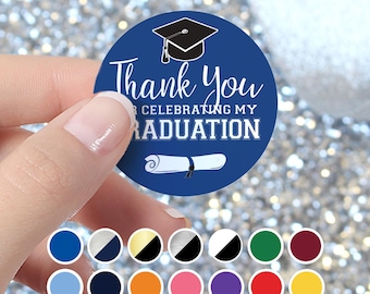Class of 2026 Graduation Thank You Stickers – 1.75" Round Party Favor Labels, 14 School Colors (40 Count)