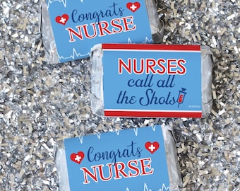 Nurse Graduation Mini Chocolate Bar Wrapper Stickers, Class of 2026 Party Favors