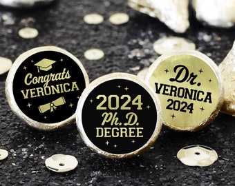 Personalized PhD Degree Graduation Stickers for Chocolate Kisses Candy, Class of 2024 Doctoral Grad Decor Party Favor, Dr Doctor Label 180ct