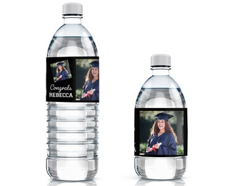 Personalized Photo Graduation Water Bottle Stickers Favors Image Name Year Stickers Labels - Class of 2024 Grad Party Decoration Waterproof