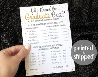 Graduation Party Games, Who Knows the Grad Best for Seniors Grad Games for Class of 2026 - 25ct, Grad Party Icebreaker Games