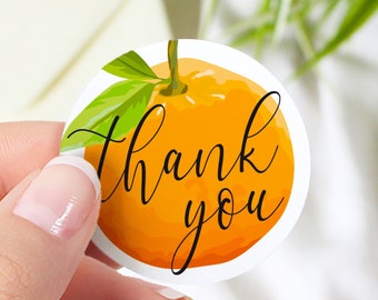 Little Cutie Thank You Stickers - Orange Clementine Bag Labels - Vintage Baby Shower Party Favor Stickers, Birthday Party Bag Seals - 40ct