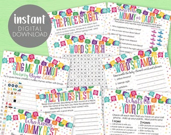 Taco Baby Shower Party Games Bundle - Instant Download, Taco 'bout a Baby Mexican Fiesta Shower Theme, Set of 8 Baby Shower Printable Games