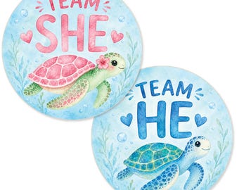 Stickers de Tortuga Marina para Revelación de Género, 40 Unidades, Etiquetas de Votación Bajo el Mar, Equipo Niño o Niña