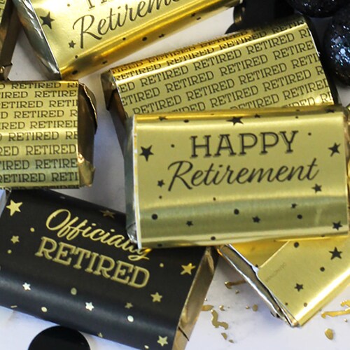 Printable Happy Retirement Favor Tags Gold Black Confetti - Etsy