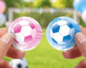 Fiesta de revelación de género con temática de balón de fútbol - Baby shower con porterías rosas o azules o lazos - 40 pegatinas - Baby shower deportivo rosa y azul