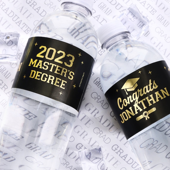 Personalized Master's Degree Graduation Water Bottle Labels, MBA