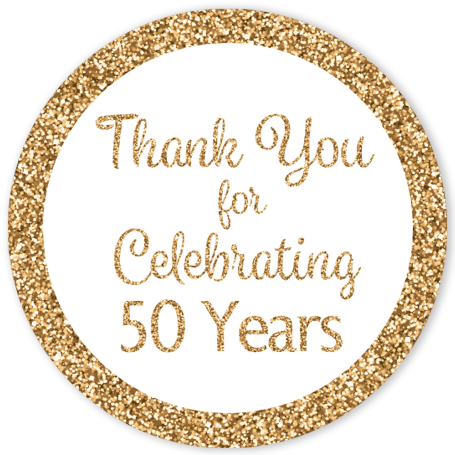 50th Anniversary Thank You Stickers 1.75 White and Gold Etsy