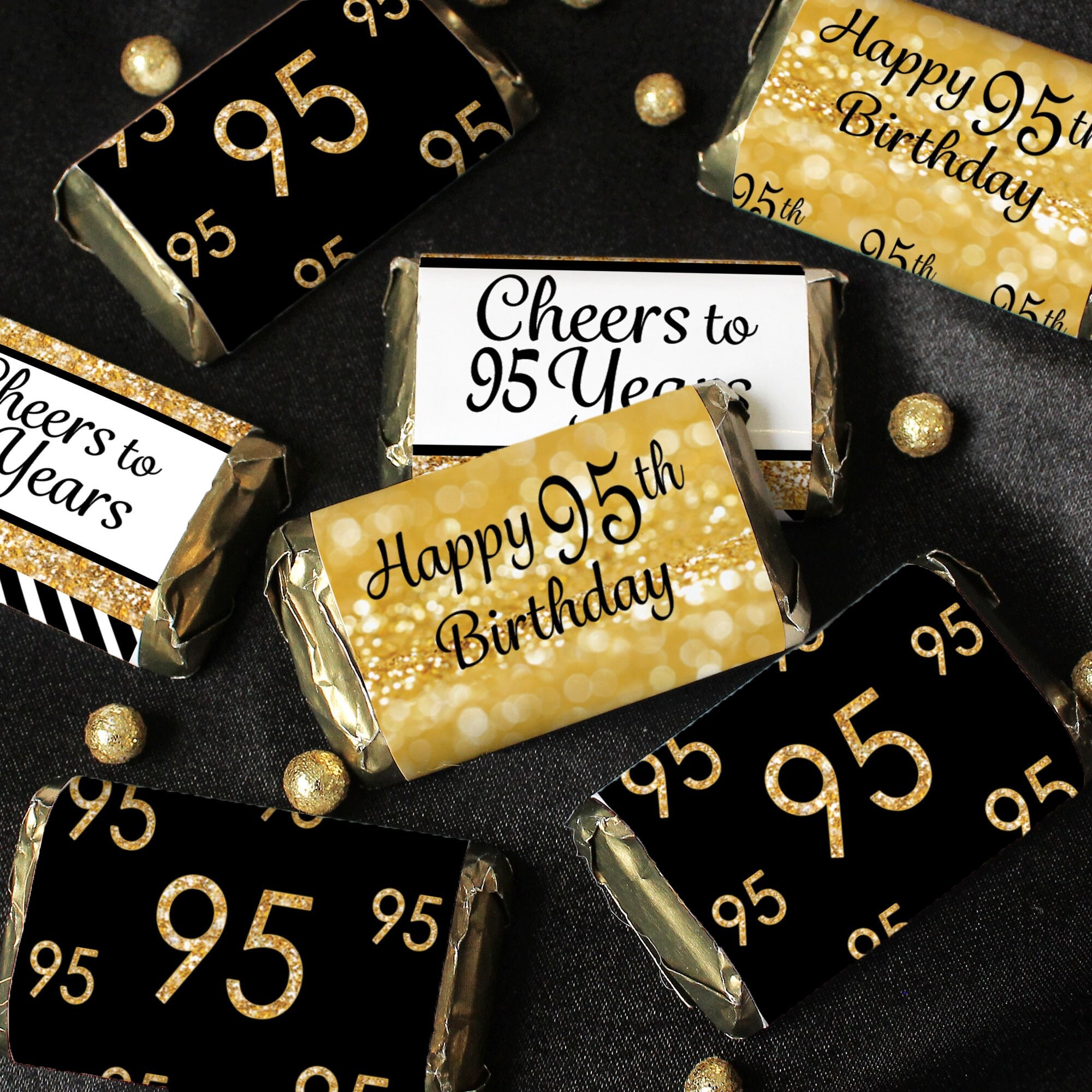 Gold Glitter 95 Number Cut-Outs - 12 Double-Sided Pieces For 95th Birthday & Anniversary Decor
