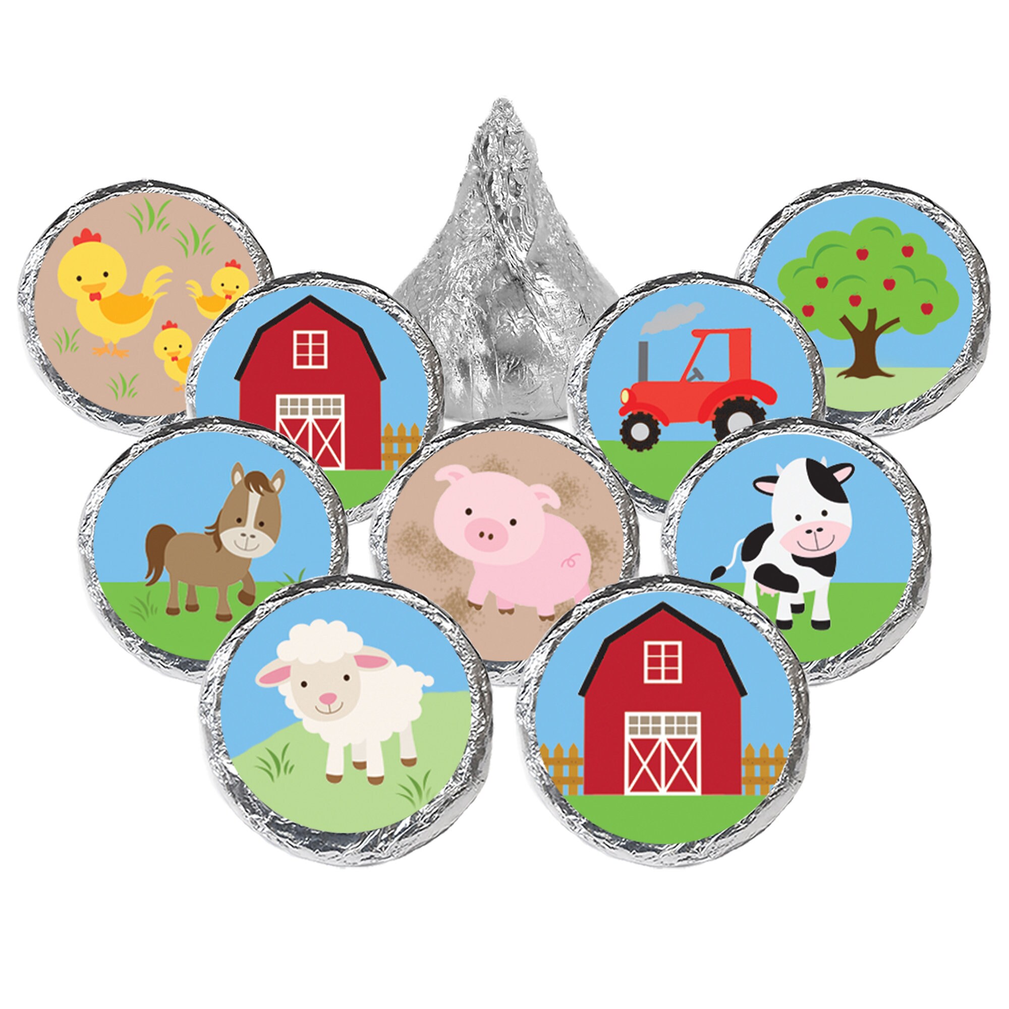 Farm Animals Birthday Party Favor Stickers – Barnyard Theme Labels (180 ...