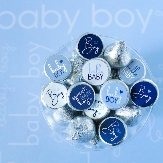Blue It's a Boy Chocolate Kisses Candy Party Favor Stickers - 180 Labels, Sweet Baby Boy Baby Shower Labels