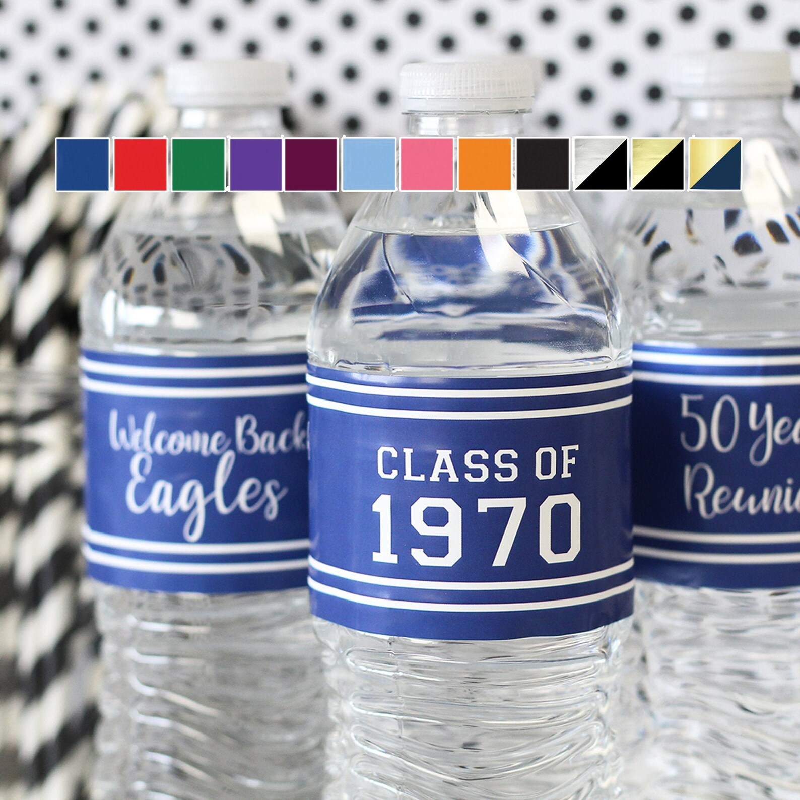 Class Reunion Decoration Water Bottle Labels Personalized Etsy