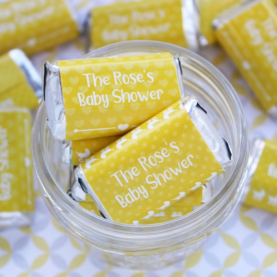 Yellow Personalized Mini Chocolate Candy Bar Baby Shower Sticker