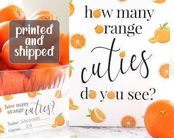 How Many Orange Cuties Guessing Game, Cutie on the Way Baby Shower or Birthday Party Game, Party Activity Icebreaker, 30 Player Cards