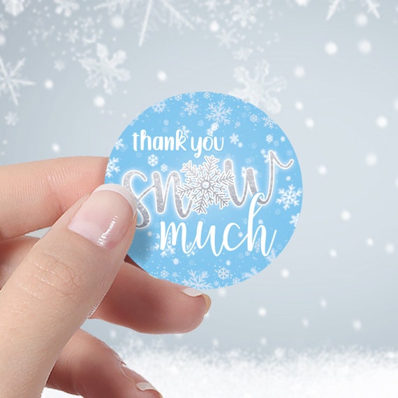 Blue Snowflake Stickers, Thank You Snow Much Winter Baby Shower, Birthday  or Bridal Shower Round Labels, Blue and Silver Snow Stickers, 40ct 