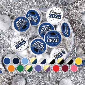 2025 Graduation Candy Stickers for Chocolate Kisses, Class of 2025 Party Favors, Envelope Seals, Congrats Grad, 17 School Colors - 180 ct