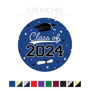 2024 Graduation Stickers 1.75 Circle Envelope Seals Party Favor Bag Labels Class of 2024 Stickers for Favors 10 School Colors image 5