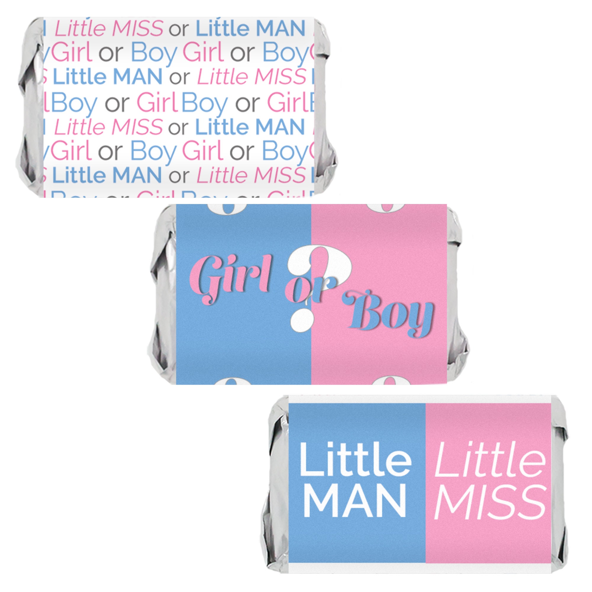 Gender Reveal Candy Wrappers for Hershey Miniatures Little | Etsy