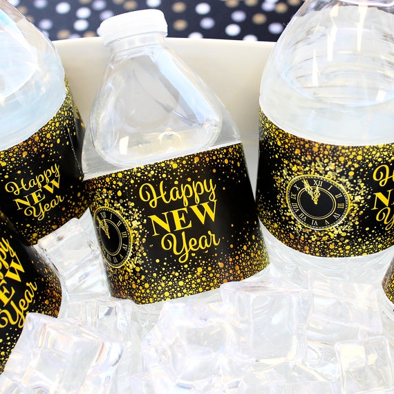Happy new year water bottle labels