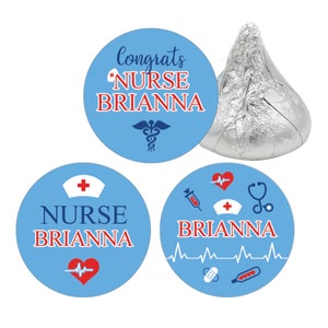 Personalized Nursing Graduation Stickers for Chocolate Kisses Candy Grad Party Decor Nurse RN, LPN, BSN Party Favors, Pinning Ceremony image 7