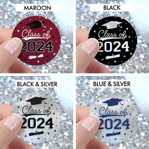 2024 Graduation Stickers 1.75 Circle Envelope Seals Party Favor Bag Labels Class of 2024 Stickers for Favors 10 School Colors image 8