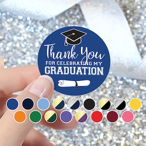 Graduation Class of 2025: Thank You Sticker Labels  - 17 School Colors - 40 Stickers