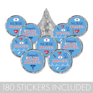 Personalized Nursing Graduation Stickers for Chocolate Kisses Candy Grad Party Decor Nurse RN, LPN, BSN Party Favors, Pinning Ceremony image 5