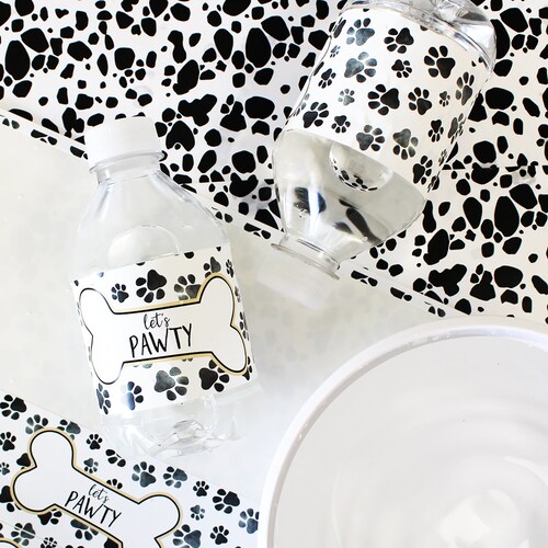 Puppy Water Bottle Labels 2x8 Puppy Pawty Birthday Party Etsy